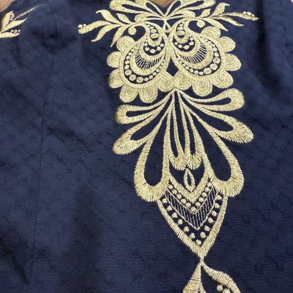 Lilly Pulitzer Women's Demi Strapless Navy Gold Embroidered Dress Size 0 Formal - Picture 6 of 11
